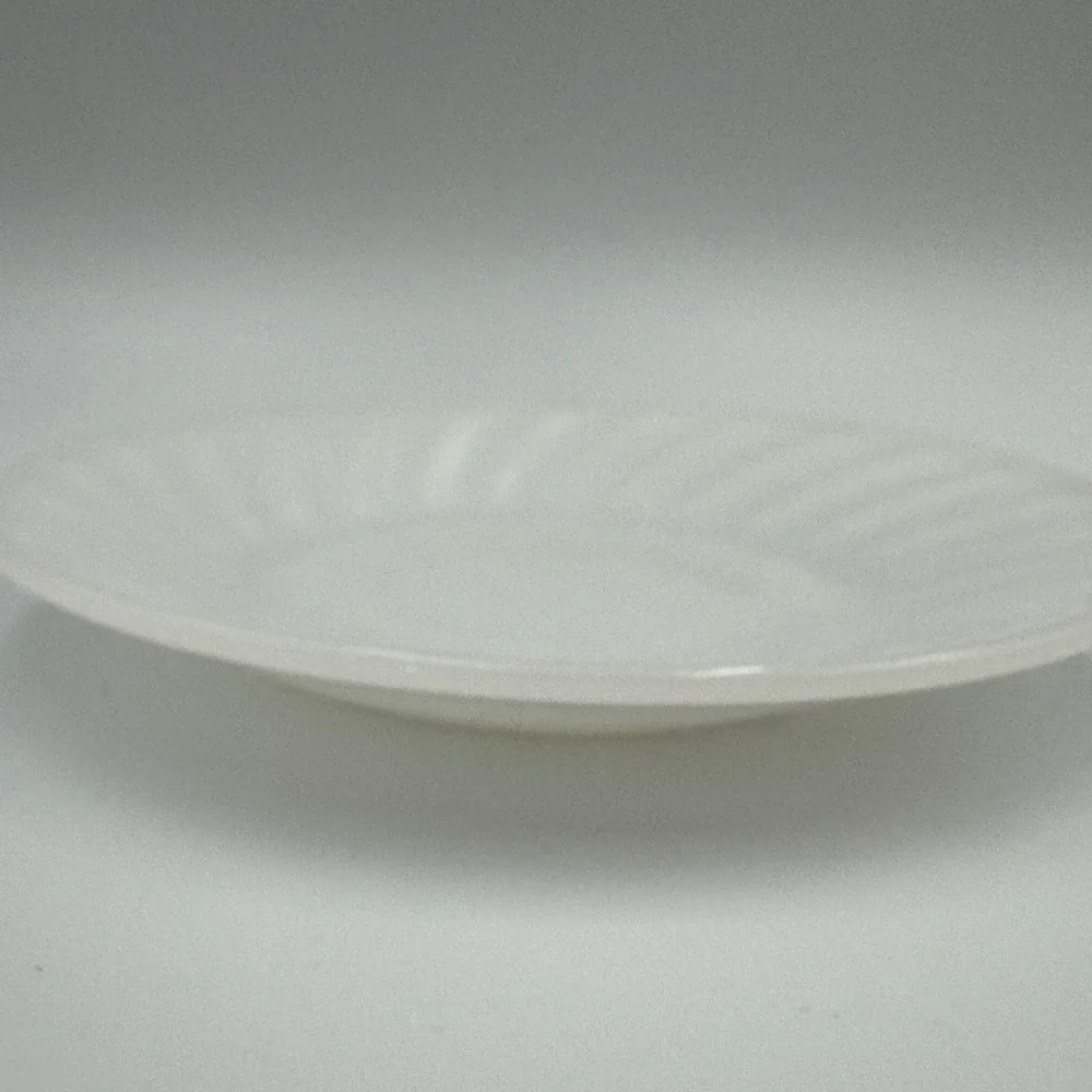 Anchor Hocking Fire-King Milk Glass Swirl Chili Bowl 8 oz & Saucer White Vintage